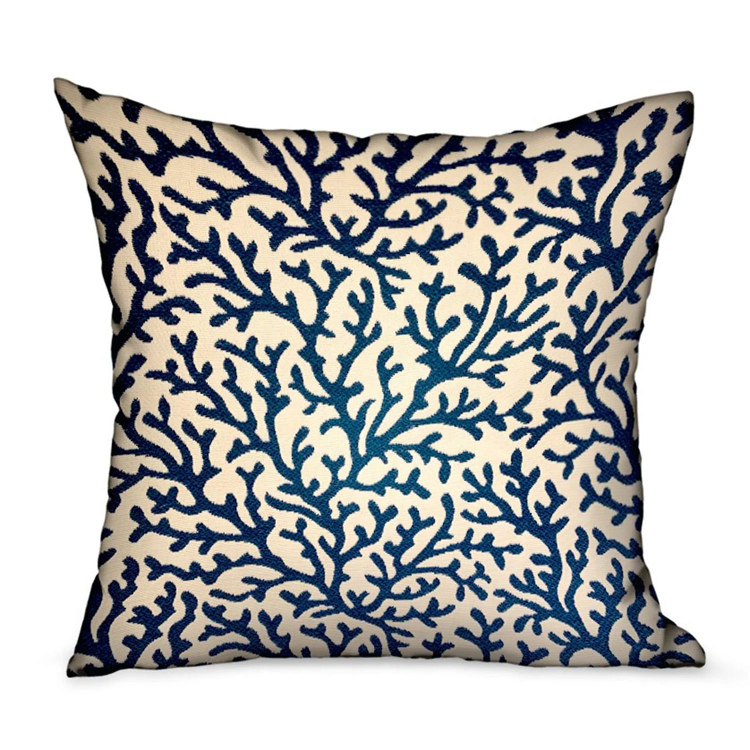 Sapphire Vines Blue, Cream Floral Luxury Throw Pillow